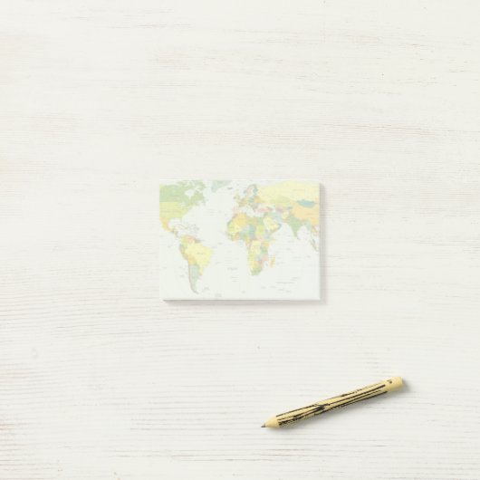 World Map Globe Country Atlas Post-it Klebezettel (Auf Schreibtisch)