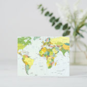 World Map Globe Country Atlas Postkarte (Stehend Vorderseite)