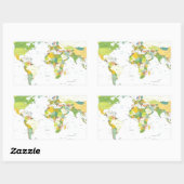 World Map Globe Country Atlas Rechteckiger Aufkleber (Blatt)