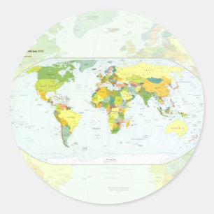 World Map Globe Country Atlas Runder Aufkleber