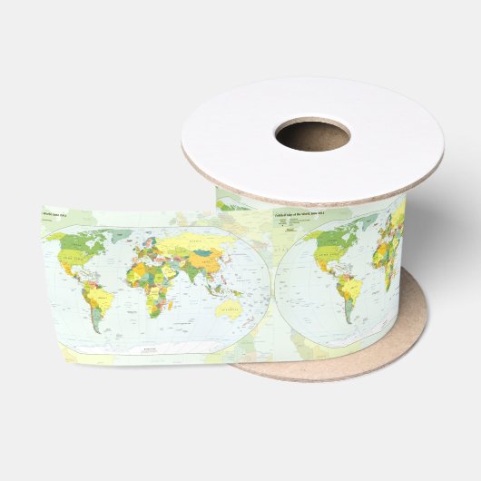 World Map Globe Country Atlas Satinband (Spule)