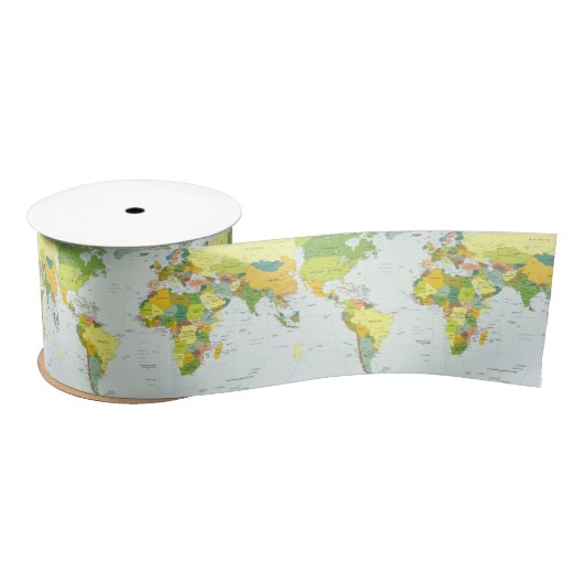 World Map Globe Country Atlas Satinband (Spule)