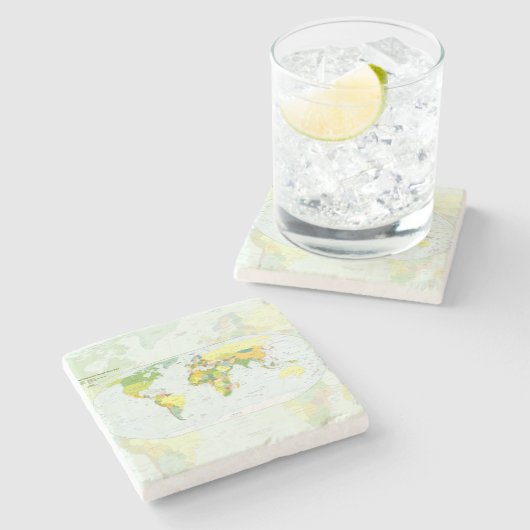 World Map Globe Country Atlas Steinuntersetzer (Seitenansicht)