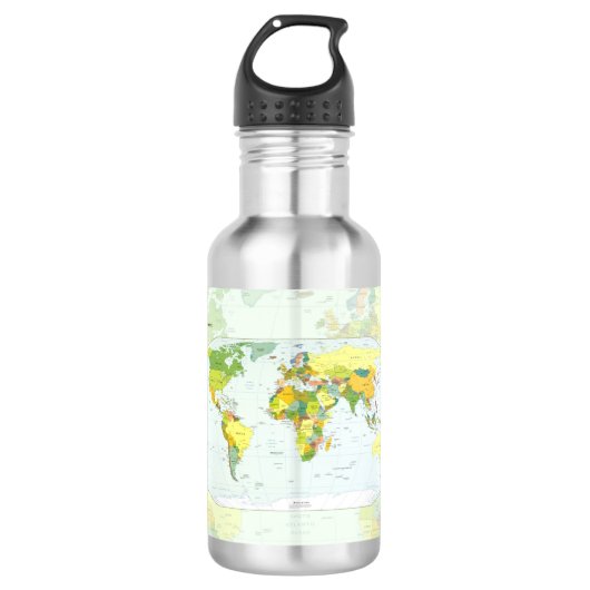 World Map Globe Country Atlas Trinkflasche (Vorderseite)