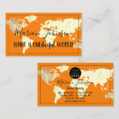 World Map Globe Karte Reiseagentur Gold Orange (Vorne/Hinten)