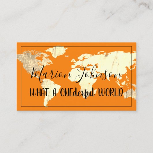 World Map Globe Karte Reiseagentur Gold Orange (Vorderseite)