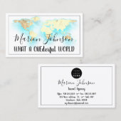 World Map Globe Map Reiseagentur Aqua Ocean Logo Visitenkarte (Vorne/Hinten)