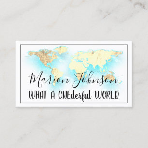 World Map Globe Map Reiseagentur Aqua Ocean Logo Visitenkarte