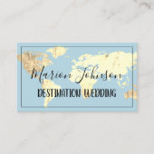 World Map Globe Map Reiseagentur Gold Blue Visitenkarte (Vorderseite)