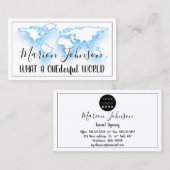 World Map Globe Map Reiseagentur Gold Logo Blau Visitenkarte (Vorne/Hinten)