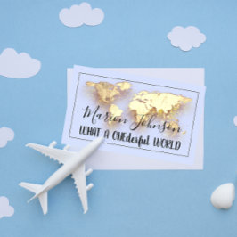 World Map Globe Map Reiseagentur Gold Logo Blau Visitenkarte