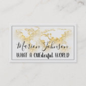 World Map Globe Map Reiseagentur Gold Logo Grau Visitenkarte (Vorderseite)