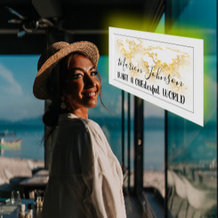 World Map Globe Map Reiseagentur Gold Logo Grau Visitenkarte