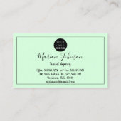 World Map Globe Map Reiseagentur Gold Logo Minze Visitenkarte (Rückseite)