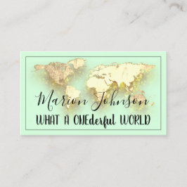 World Map Globe Map Reiseagentur Gold Logo Minze Visitenkarte
