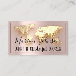 World Map Globe Map Reiseagentur Gold Logo Rose Visitenkarte