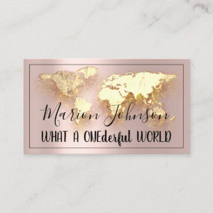 World Map Globe Map Reiseagentur Gold Logo Rose Visitenkarte