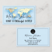 World Map Globe Map Reiseagentur Gold Ocean Logo Visitenkarte (Vorne/Hinten)