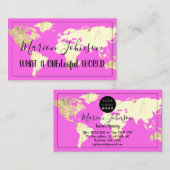 World Map Globe Map Reiseagentur Gold Pinky Visitenkarte (Vorne/Hinten)
