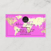 World Map Globe Map Reiseagentur Gold Pinky Visitenkarte (Rückseite)