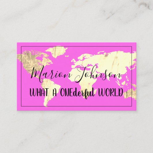World Map Globe Map Reiseagentur Gold Pinky Visitenkarte (Vorderseite)