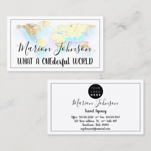 World Map Globe Map Reiseagentur Gold QR LOGO Visitenkarte (Vorne/Hinten)