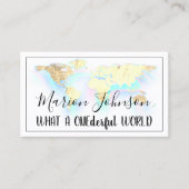 World Map Globe Map Reiseagentur Gold QR LOGO Visitenkarte (Vorderseite)