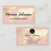 World Map Globe Map Reiseagentur Gold Rose Visitenkarte (Vorne/Hinten)