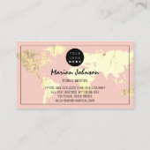 World Map Globe Map Reiseagentur Gold Rose Visitenkarte (Rückseite)