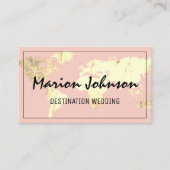 World Map Globe Map Reiseagentur Gold Rose Visitenkarte (Vorderseite)