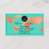 World Map Globe Map Reiseagentur Rose Cooper Minze Visitenkarte (Rückseite)