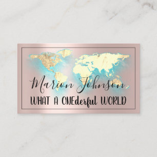 World Map Globe Map Reiseagentur Rose Gold Logo Visitenkarte