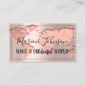 World Map Globe Map Reiseagentur Rosen Blush Visitenkarte (Vorderseite)