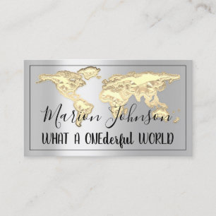 World Map Globe Map Reiseagentur Silver Gold Visitenkarte