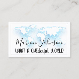 World Map Globe Map Reiseagentur Weißes Logo Blau Visitenkarte