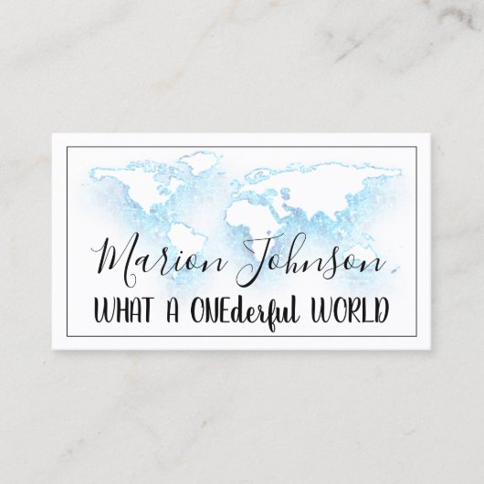 World Map Globe Map Reiseagentur Weißes Logo Blau Visitenkarte (Vorderseite)