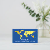 World Map Globe Map Reiselogo Blue Gold Visitenkarte (Stehend Vorderseite)