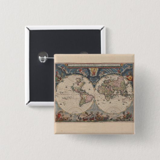 World Map Globe Reiseantik Button (Vorne & Hinten)