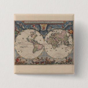 World Map Globe Reiseantik Button