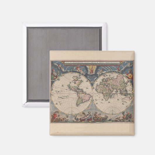 World Map Globe Reiseantik Magnet (Vorderseite/Rückseite)