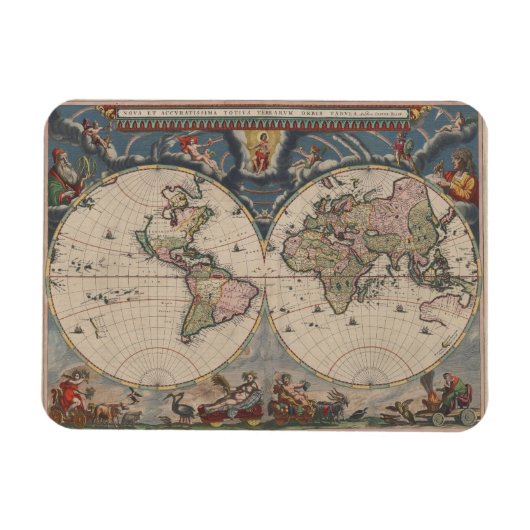 World Map Globe Reiseantik Magnet (Horizontal)