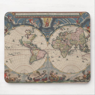 World Map Globe Reiseantik Mousepad