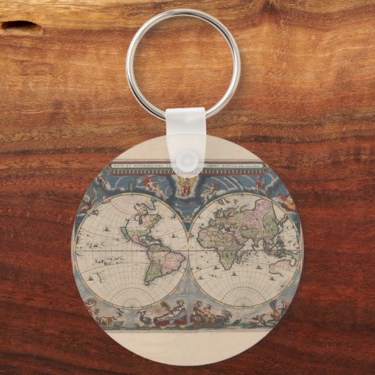 World Map Globe Reiseantik Schlüsselanhänger (Vorderseite)