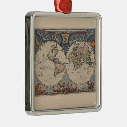 World Map Globe Reiseantik Silbernes Ornament (Rechts)