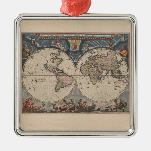 World Map Globe Reiseantik Silbernes Ornament (Vorne)