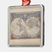 World Map Globe Reiseantik Silbernes Ornament (Links)