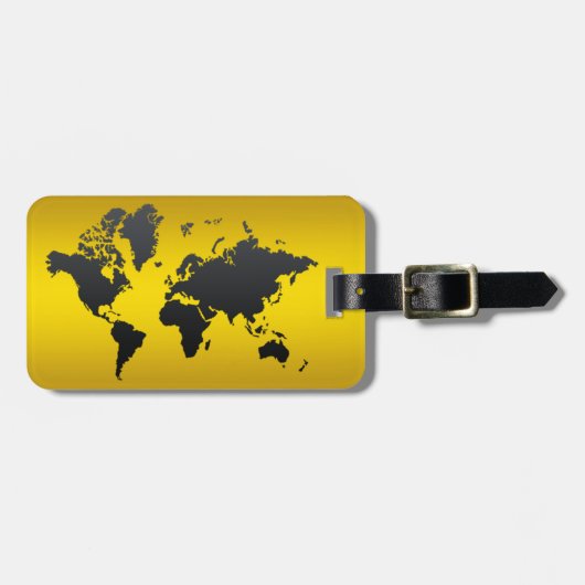 World Map Gold Black Beruflich Chic Moderne Gepäckanhänger (Vorderseite horizontal)