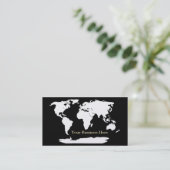 World Map Gold/Black Business Card 1 Visitenkarte (Stehend Vorderseite)