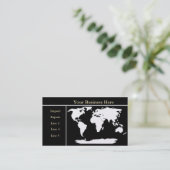 World Map Gold/Black Business Card 2 Visitenkarte (Stehend Vorderseite)