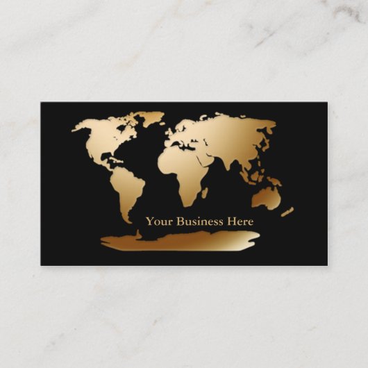 World Map Gold/Black Business Card 3 Visitenkarte (Vorderseite)